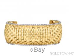 14k Yellow and White Gold 25mm Shiny Cuff Basket Weave Bangle Philip Gavriel