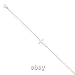 14k Yellow or White Gold Cross Cable Chain Bracelet, Adjustable 7 8