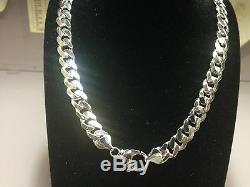 14k solid White Gold handmade link men's necklace 20 11MM 98 grams