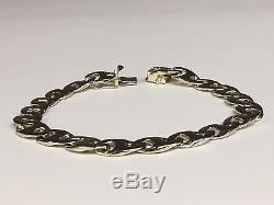 14k solid White gold handmade link men's bracelet 8 25 grams 8.5MM
