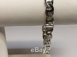 14k solid White gold handmade link men's bracelet 8 25 grams 8.5MM