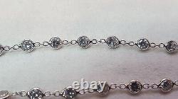 14k white gold Bracelet with cubic zirconia 4mm Round 8 Inch