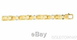 14kt Gold 8.25 Yellow+White Shiny Fancy Fancy Bracelet with Lobster Clasp