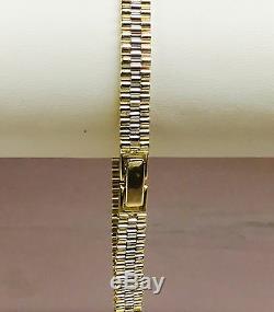14kt Solid Yellow and White Gold RLX Watch Style Link Bracelet 7.5 13 Grms 6 MM