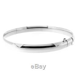14kt White Gold 5.0mm Shiny Round Dome Classic Hinged Bangle