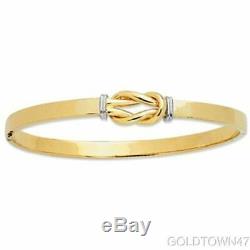 14kt Yellow+White Gold Shiny Loop Top Fancy Bangle with Clasp