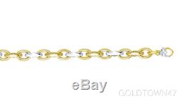 14kt Yellow+White Gold Shiny Marquis+Oval Oval Link Bracelet & Necklace
