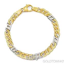 14kt Yellow+White Gold Shiny Two Tone Men's Link