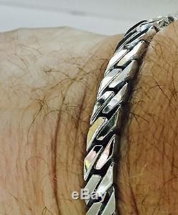 14kt solid WHITE gold Handmade Curb Link Mens Bracelet 8.5 48 Grams 8 MM