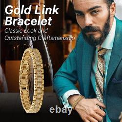 14mm Gold 18K Gold GF Link Adjustable Bracelet Roly Heavy Gent Women Men Filled