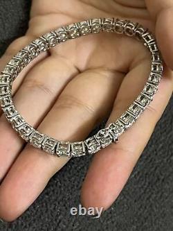 15.50 Ct Round Cut Real Moissanite Tennis/Line Bracelet 14k Solid White Gold 7