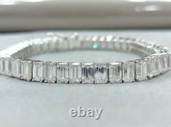 17 CTW Emerald Cut DEF Moissanite Women 7 Tennis Bracelet 14K White Gold Plated