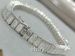 17 CTW Emerald Cut DEF Moissanite Women 7 Tennis Bracelet 14K White Gold Plated