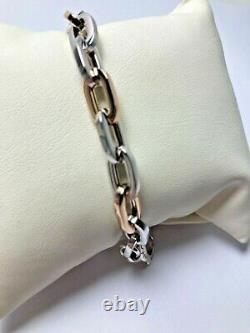 18Ct Carat White rose GOLD rolo Chain bracelet made in Italy brand new D576