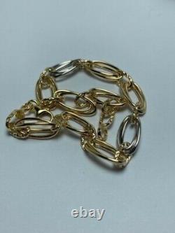 18Ct Carat Yellow White GOLD Rolo Chain bracelet made in Italy brand new