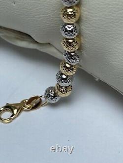 18Ct Carat Yellow White Gold Diamant cut bracelet made in Italy brand new D131