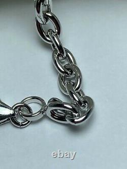 18Ct Carat white GOLD Rolo Chain bracelet made in Italy brand new F372