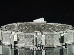 18Ct Round Cut Simulated Diamond Men Tennis Bracelet 14K White Gold Plated