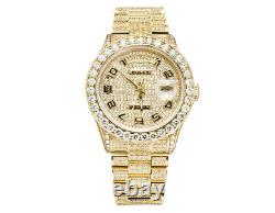 18K Mens 36MM Yellow Gold Rolex 18038 Presidential Day-Date Diamond Watch 15 Ct