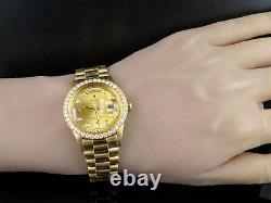 18K Mens Yellow Gold Rolex President 1803 Day-Date 36MM Diamond Watch 3.25 Ct