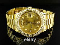 18K Mens Yellow Gold Rolex Presidential Day-Date 36MM Diamond Watch 3.5 CT