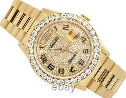 18K Mens Yellow Gold Rolex Presidential Day-Date 36MM Diamond Watch 6.5 CT