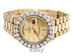 18K Mens Yellow Gold Rolex Presidential Day-Date 36MM Prong Diamond Watch 7.0 Ct
