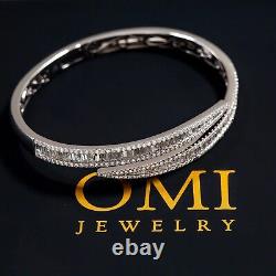 18K White Gold Diamond Bangle Bracelet 3.73 CT