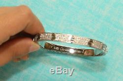 18K White Gold Finish 5 Carat Diamonds Love Bangle Bracelet for Women 16cm