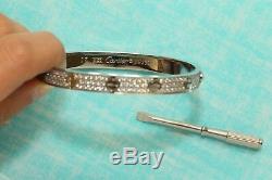 18K White Gold Finish LOVE Bangle Bracelet 3ct for Women Special Occasion