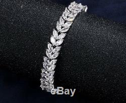 18K White Gold Plated Tennis Bracelet made w Swarovski Crystal Marquise Diamond