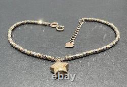 18K Yellow Gold White Gold Rose Gold Diamond Cut Bead Bracelet With Star Charm