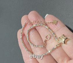 18K Yellow Gold White Gold Rose Gold Diamond Cut Bead Bracelet With Star Charm