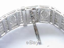 18Kt WIDE Pave Diamond Milgrain White Gold Tennis Bracelet 426-Stones 5.00Ct