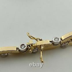 18ct Gold Two Tone Yellow + White Gold 0.5ct Diamond Set Line Tennis Bracelet