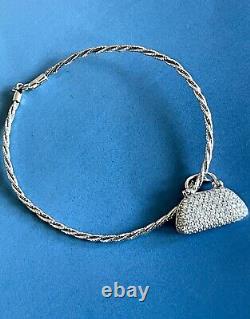 18ct White Gold Diamond Bracelet with Handbag Charm 0.50ct Bangle Half Carat