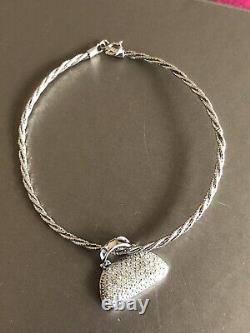 18ct White Gold Diamond Bracelet with Handbag Charm 0.50ct Bangle Half Carat