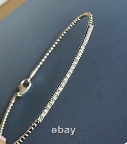 18ct White Gold Diamond Eternity Bracelet 0.50ct Flex Bangle Hallmarked