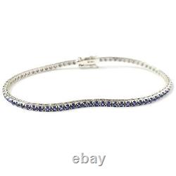 18ct White Gold Sapphire Bracelet Ladies Line 2.20ct 7 Inch Ladies Round 2.2mm
