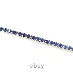 18ct White Gold Sapphire Bracelet Ladies Line 2.20ct 7 Inch Ladies Round 2.2mm