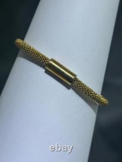18k Gold Sterling Silver White Sapphire Pave Magnetic Mesh Bangle Bracelet 7 L