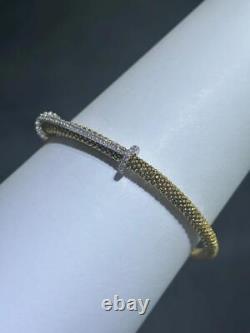 18k Gold Sterling Silver White Sapphire Pave Magnetic Mesh Bangle Bracelet 7 L