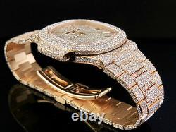 18k Rose Gold Mens Patek Philippe Nautilus 5711/1R-001 Pave Set Diamond Watch