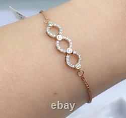 18k Solid Rose Gold Genuine 0.22CT Diamonds, Adjustable Bracelet. Retail $2640