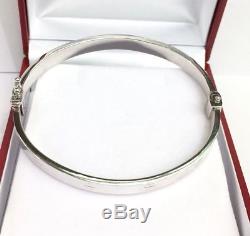 18k Solid White Gold Love Hollow Oval Bangle 56mm. 8.60 Grams