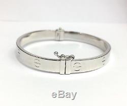 18k Solid White Gold Love Hollow Oval Bangle 56mm. 8.60 Grams