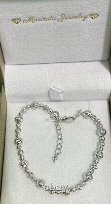 18k Solid White Gold Shiny Beaded Italy Bracelet. 4.88 Grams. 6.5 Inches