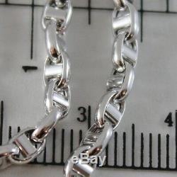 18k White Gold 3 MM Navy Mariner Sailor Bracelet 7.50 Inches 19 CM Made In Italy