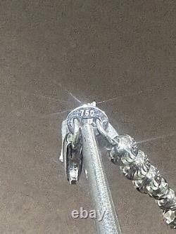 18k White Gold Diamond Cut Ball Rosary Chain Link Bracelet 7.5 Inches