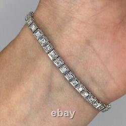 18k White Gold Diamond Tennis Heart-lock Bracelet